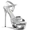 Pleaser - ECLIPSE619G KnöchelriemenSandale, Poledance Schuhe - Pole dance schuhe - Silberfarben Product image